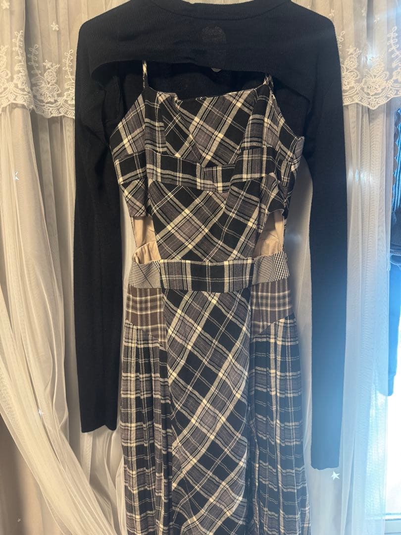 ANDMARY アンドマリー ベルチェックドレス ブラック