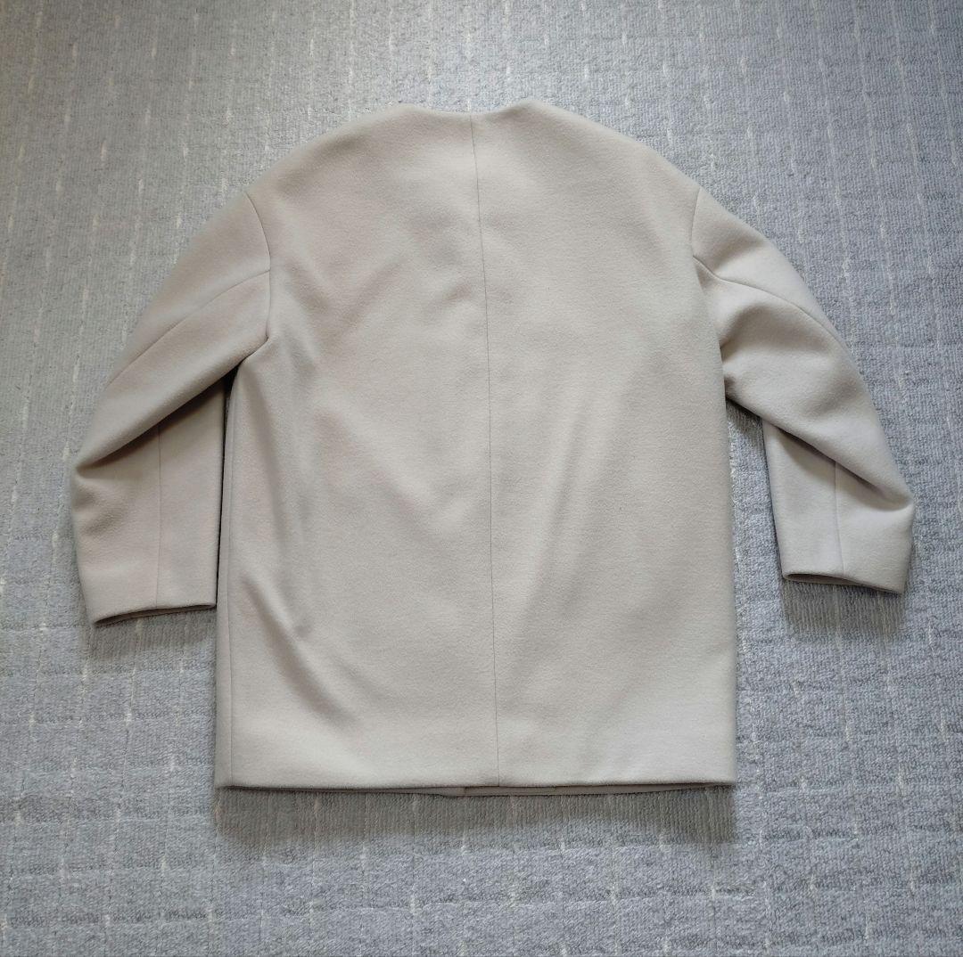 PLST ウールモッサノーカラーハーフコート