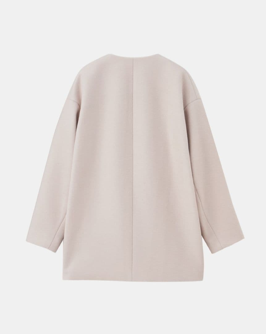PLST ウールモッサノーカラーハーフコート