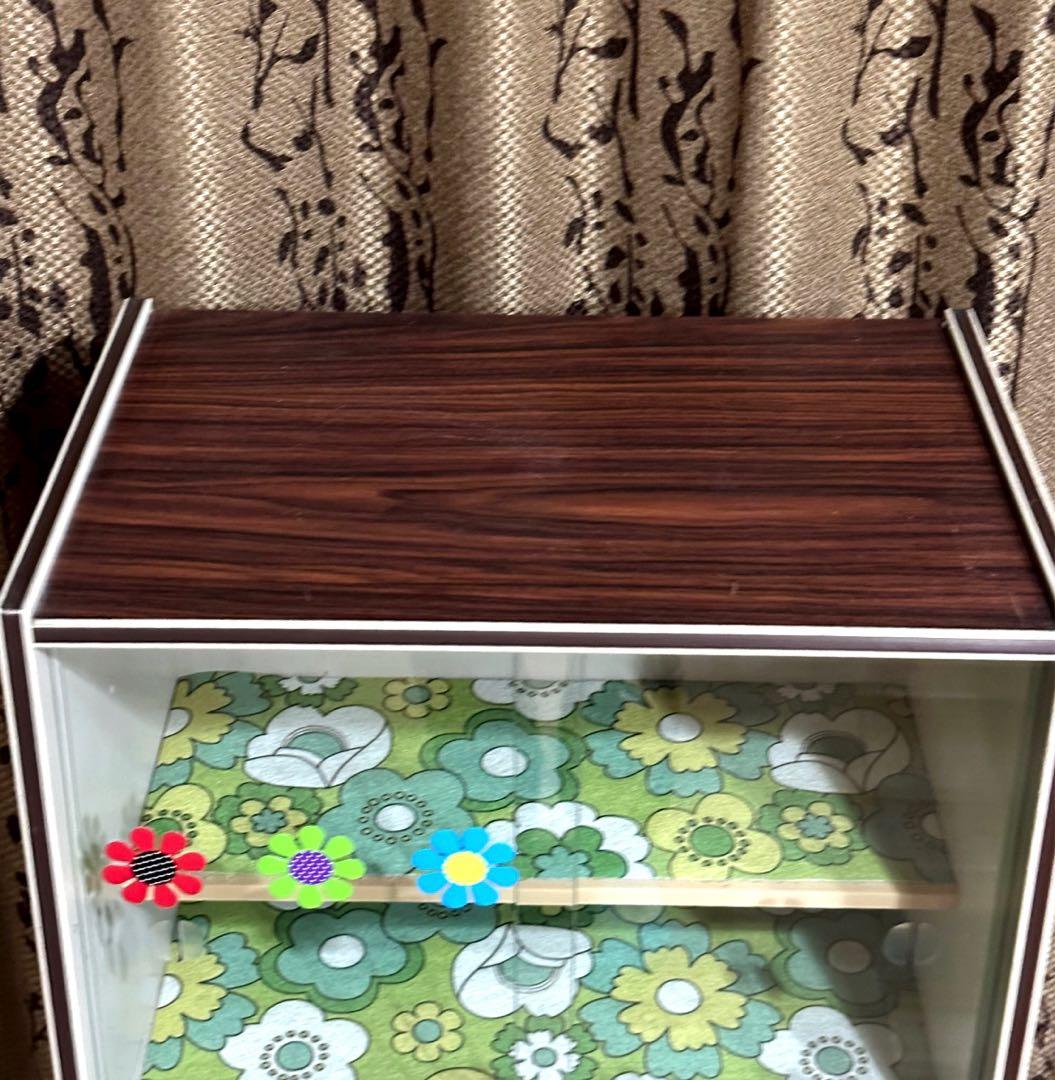 昭和レトロ　食器棚　ショーケース　ガラス戸　飾り棚　レトロポップ