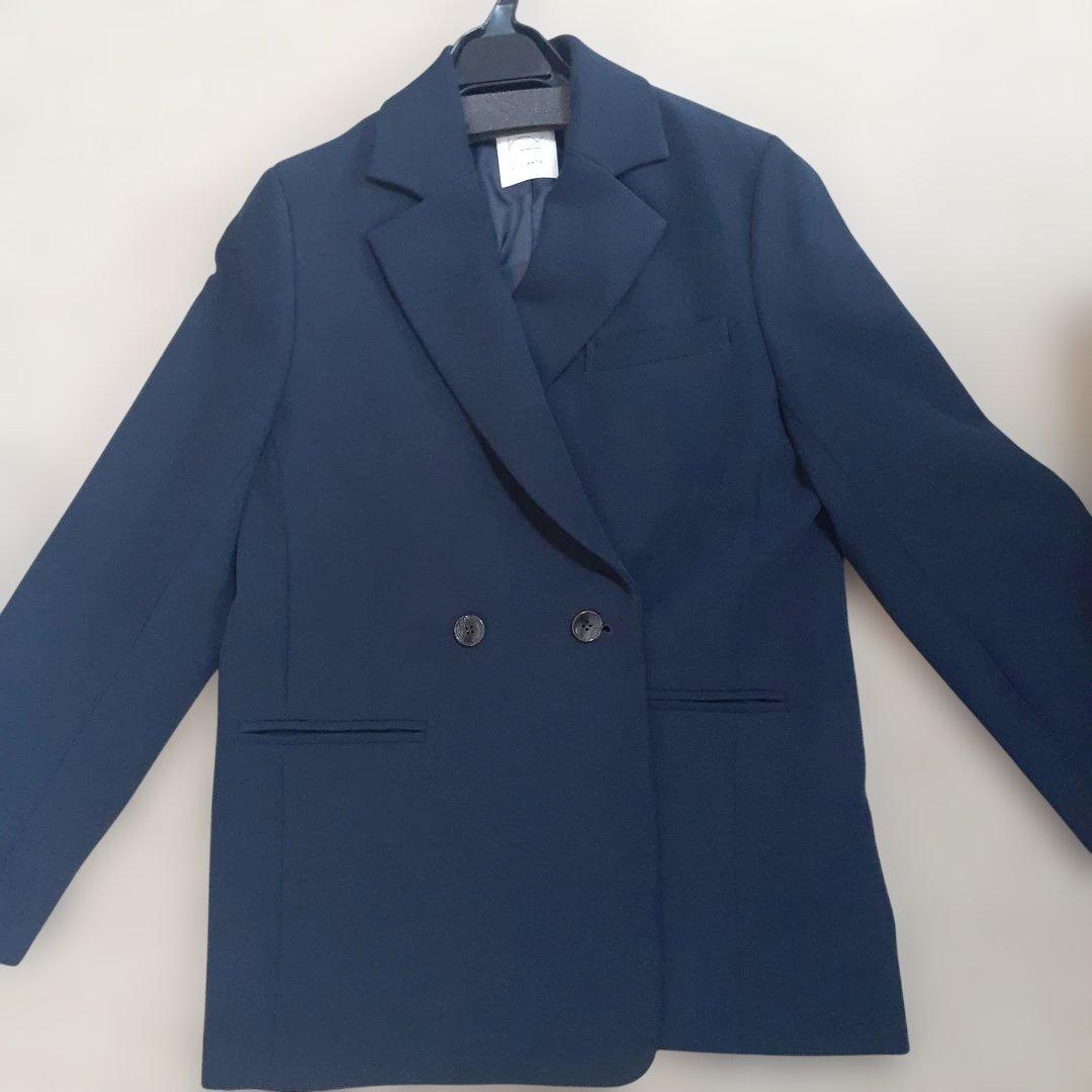 ダブルブレストツイルジャケット crewre ネイビー