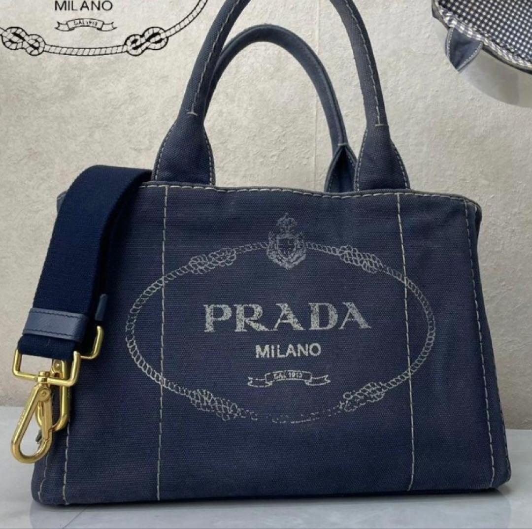 PRADA カナパ プラダ 2way ショルダー ギンガムチェック