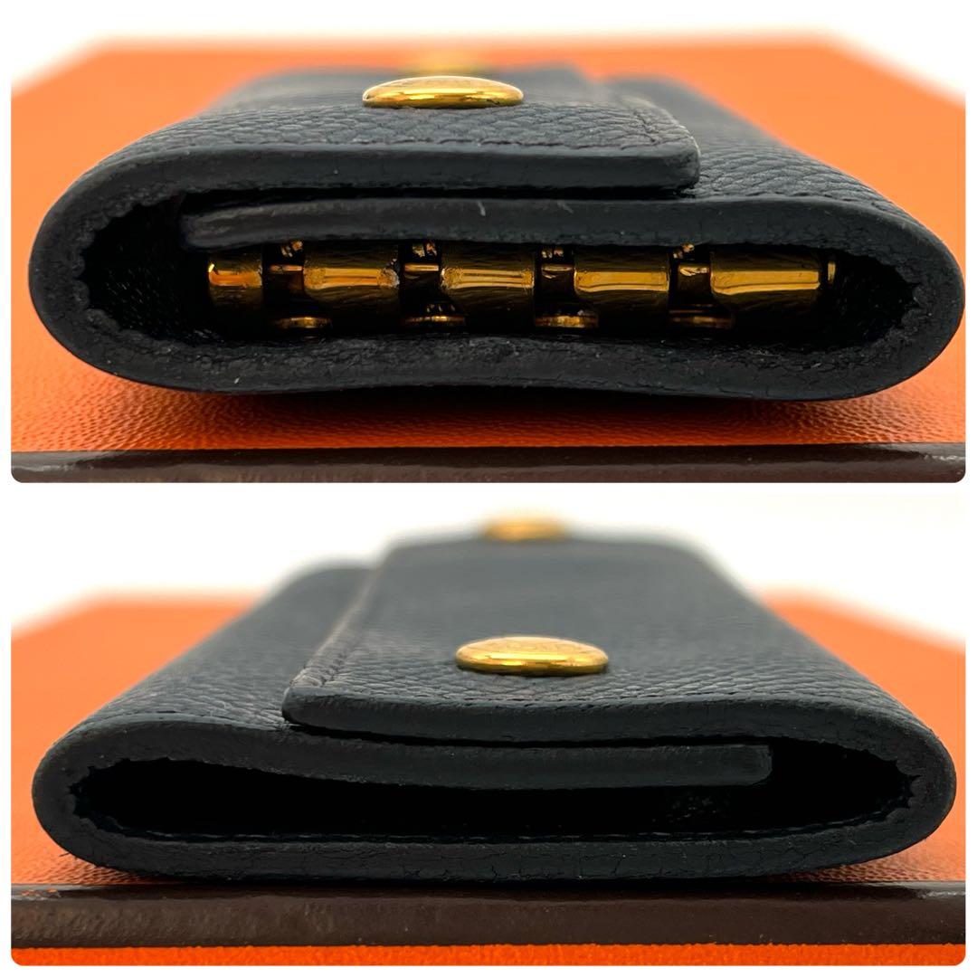 エルメス　キーケース　4連フック　ネイビー　⬜︎A 金ボタン　ヴォーエプソン