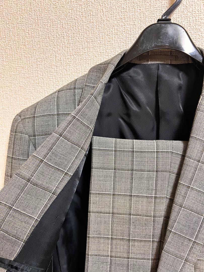 EDIFICE スーツ　チェック　グレー