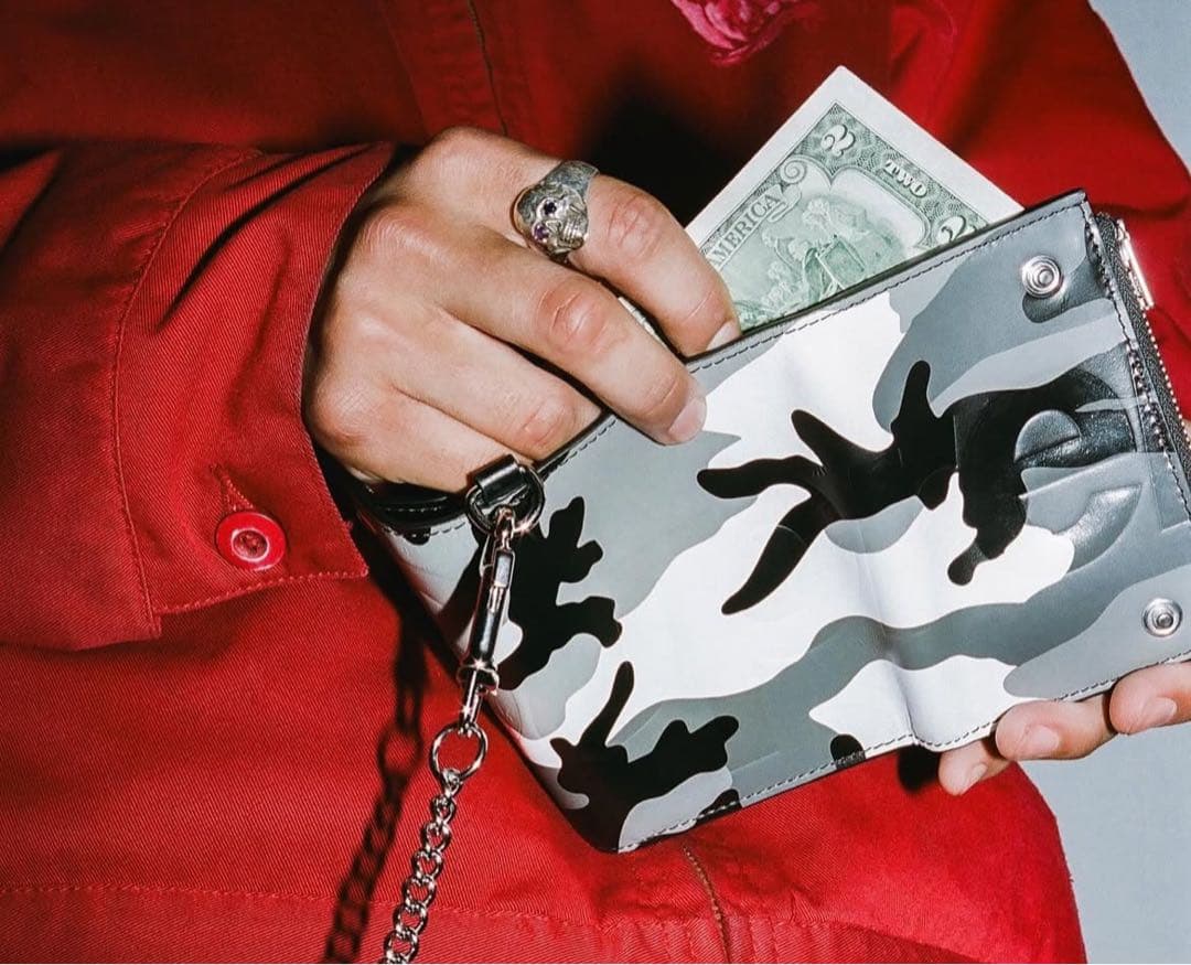 小物 Supreme Leather Chain Wallet  Camo