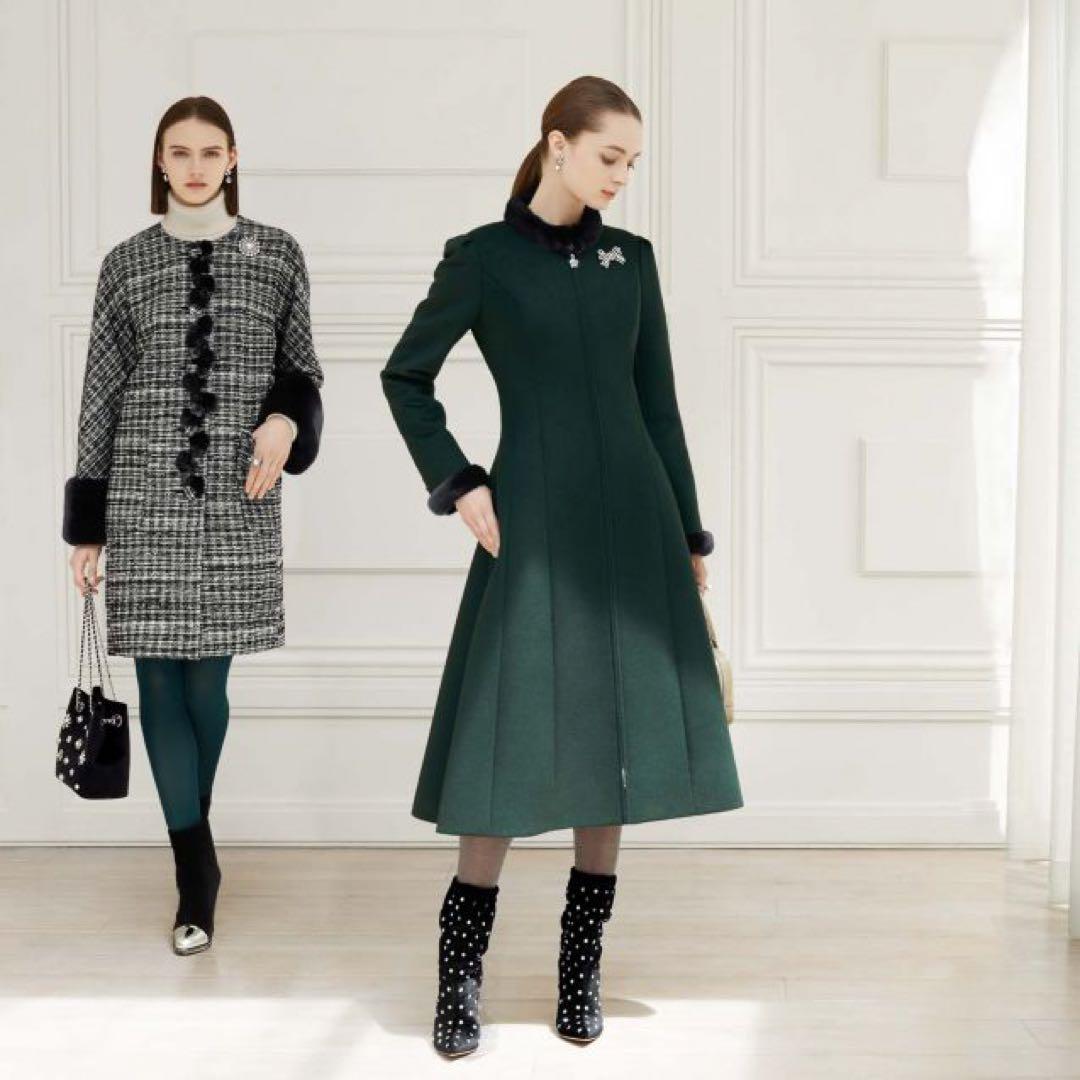 René♡極美品　受注会ロングコート ミンクファー付き　32