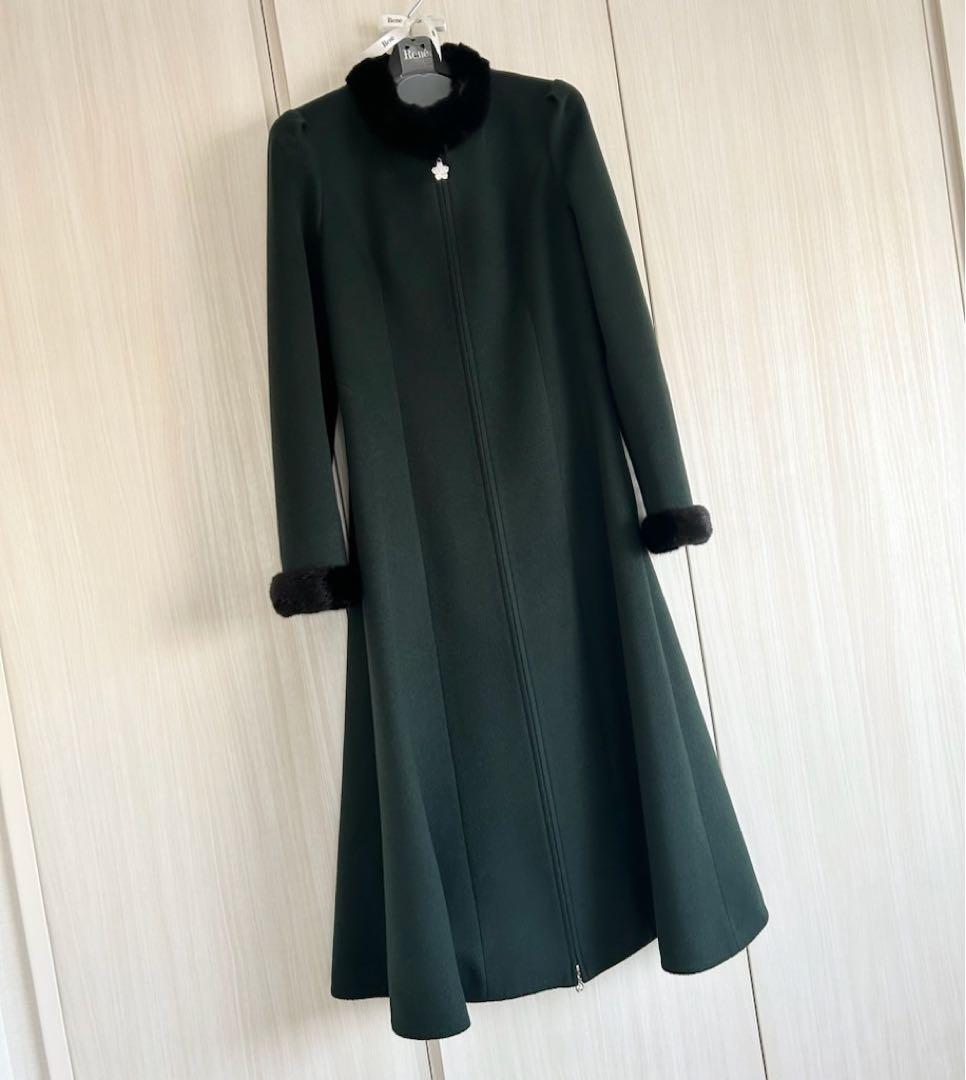 René♡極美品　受注会ロングコート ミンクファー付き　32