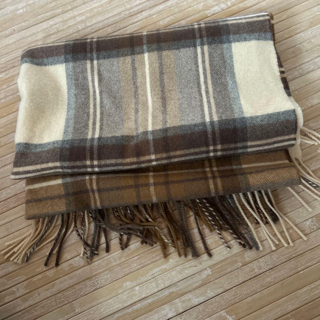 超美品！大判　Johnstons チェック柄 カシミア　ストール　伊勢丹購入