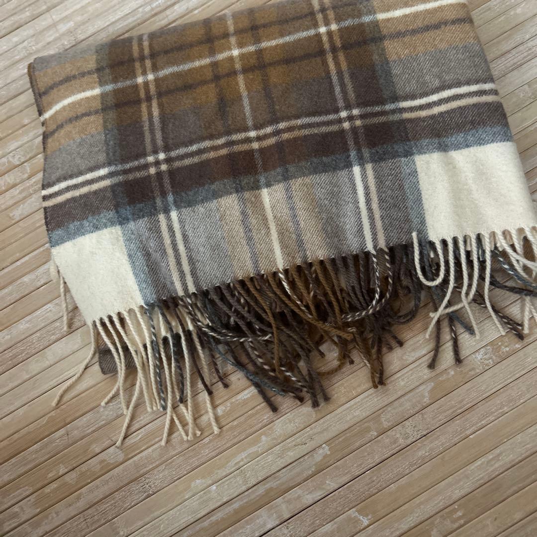 超美品！大判　Johnstons チェック柄 カシミア　ストール　伊勢丹購入