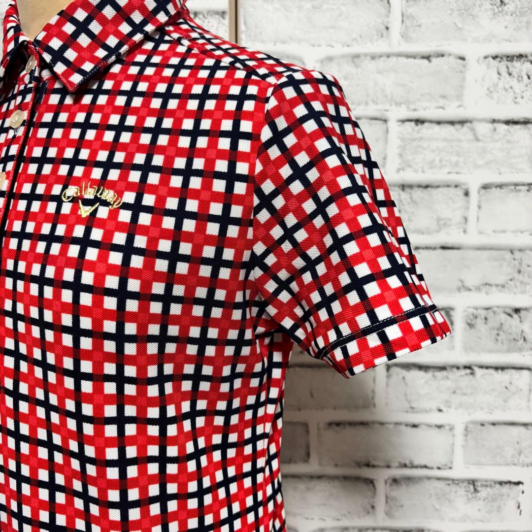 Callaway キャロウェイ ゴルフウェア ミニワンピース チェック柄 赤 M