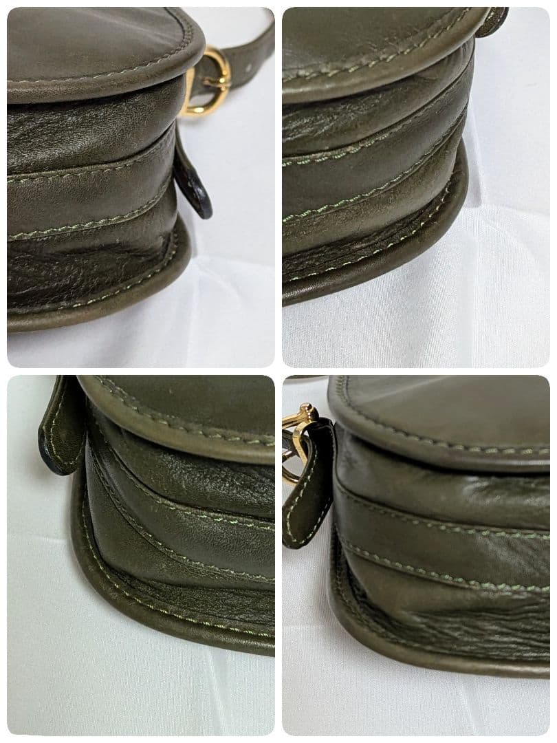 セリーヌ ショルダーバッグ ガンチーニ レザー 肩掛 フラップ 希少 カーキ