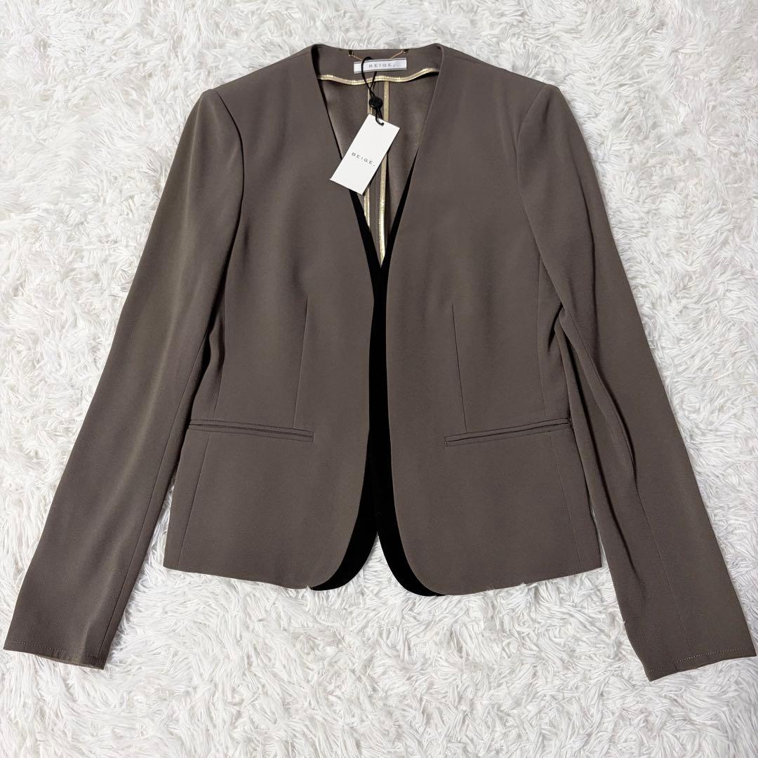 【新品】BEIGE, CINDY ダブルカラージャケット サイズ6 茶×黒