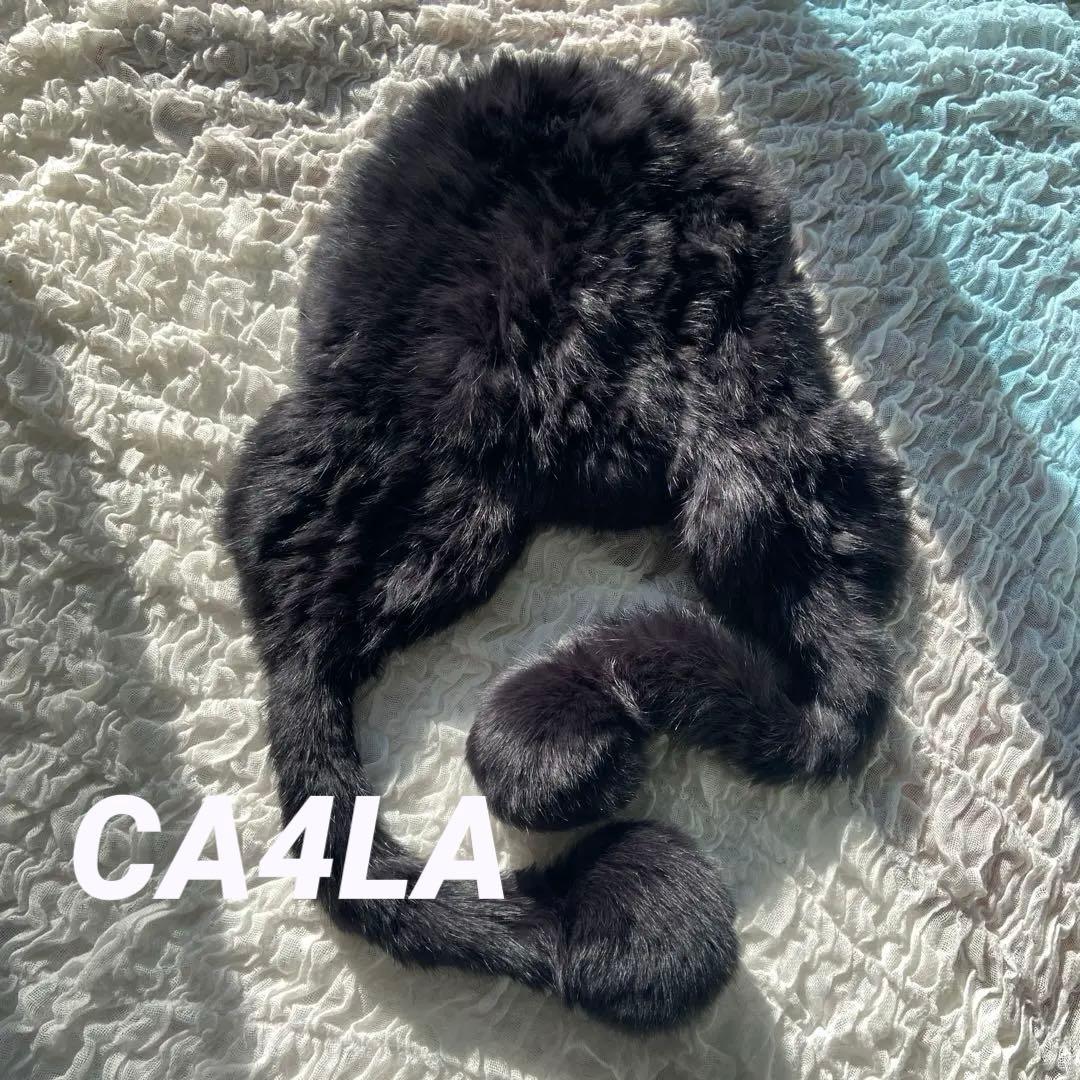 CA4LA ラビットファー ニット帽 ブラック➕ネコリパ