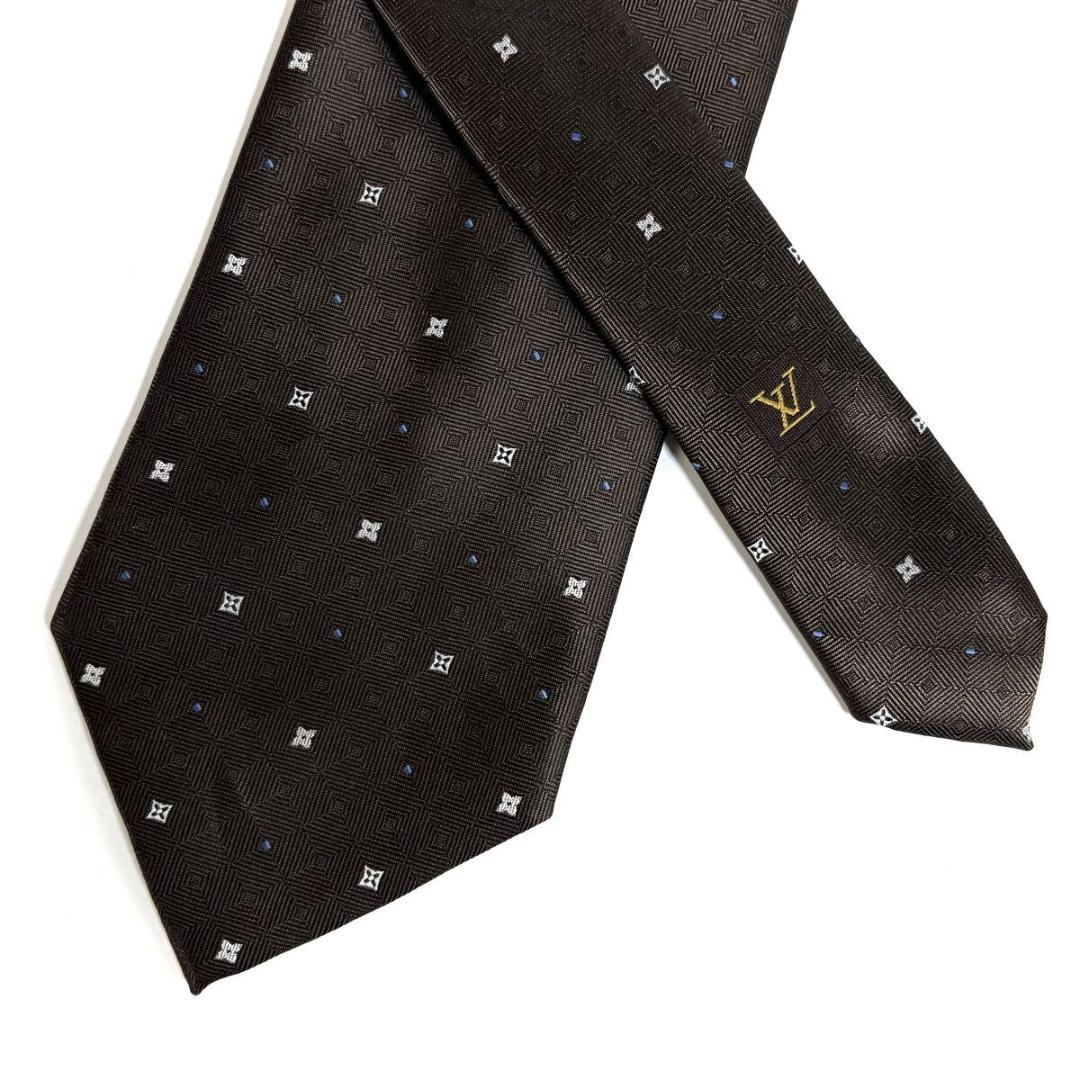 【極美品】LV ヴィトン シルク ネクタイ 小紋柄 元箱付き イタリア製