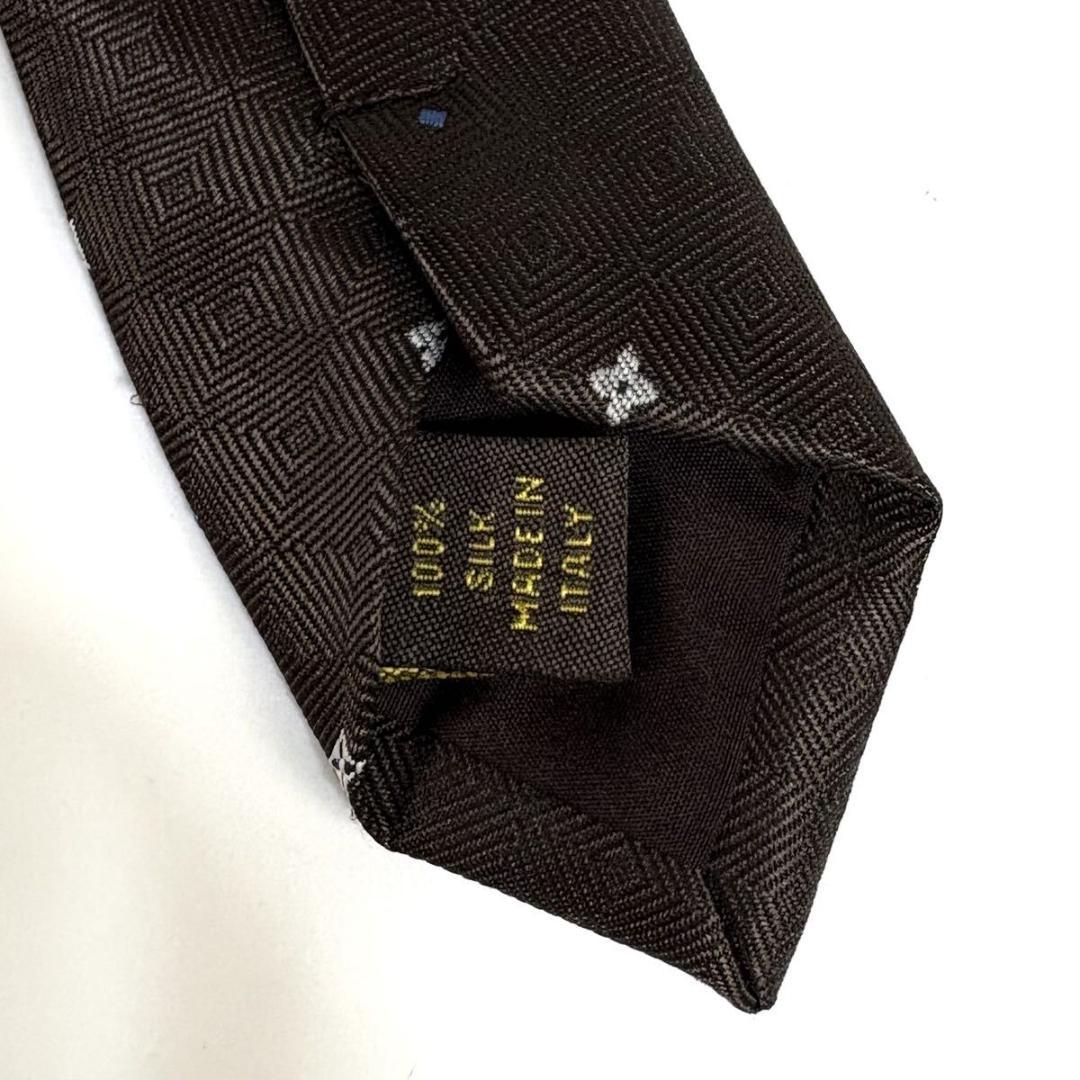 【極美品】LV ヴィトン シルク ネクタイ 小紋柄 元箱付き イタリア製
