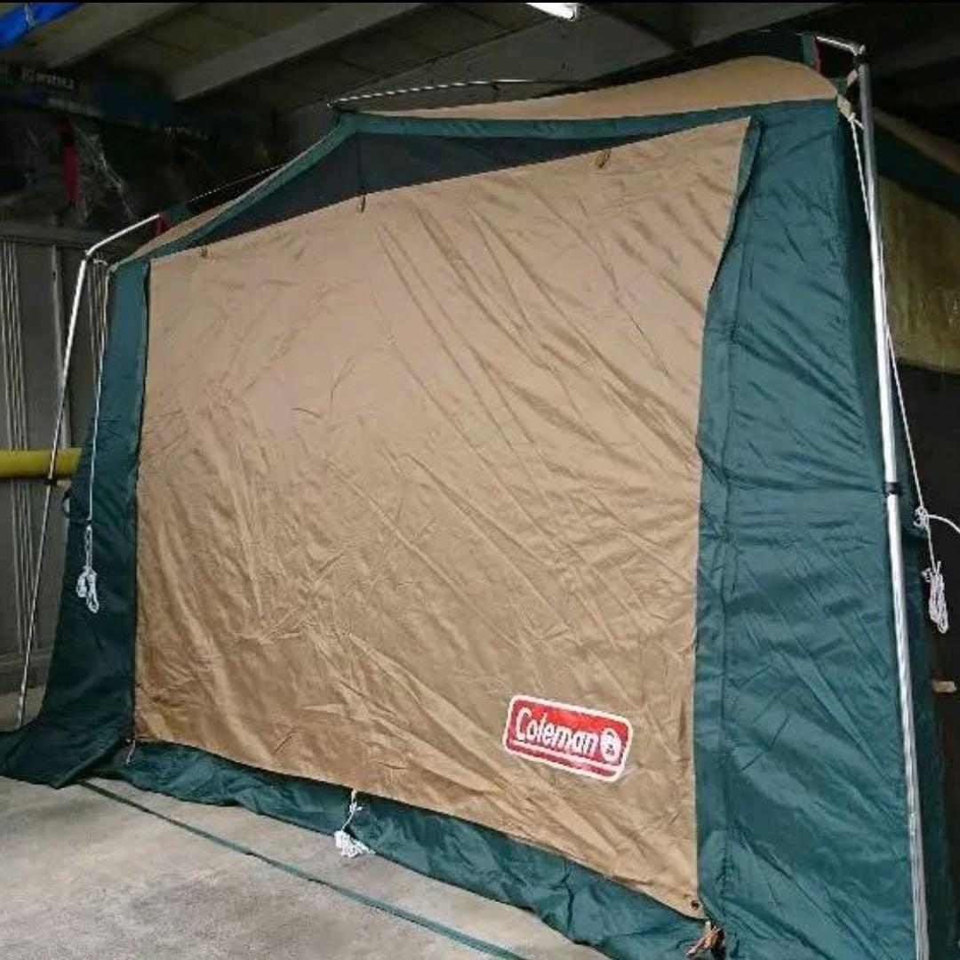 希少　Coleman ワイドスクエアスクリーンタープ　 ベージュ/グリーン