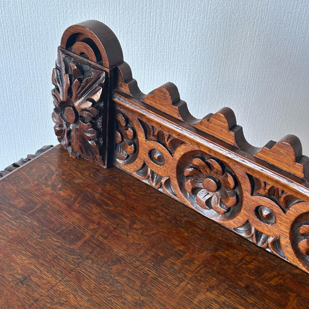 アンティーク 家具 サイドテーブル 手彫り 1880年 イギリス 英国 390A