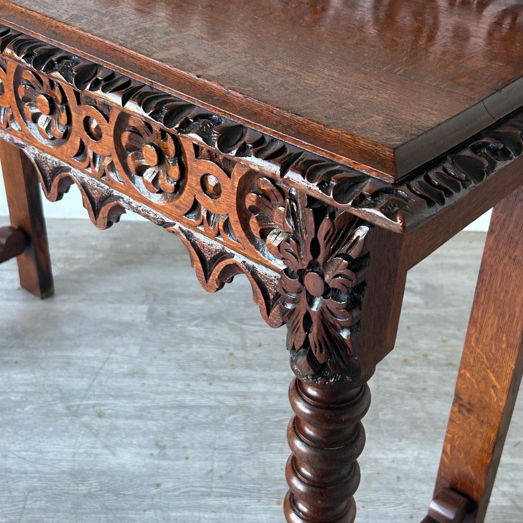 アンティーク 家具 サイドテーブル 手彫り 1880年 イギリス 英国 390A