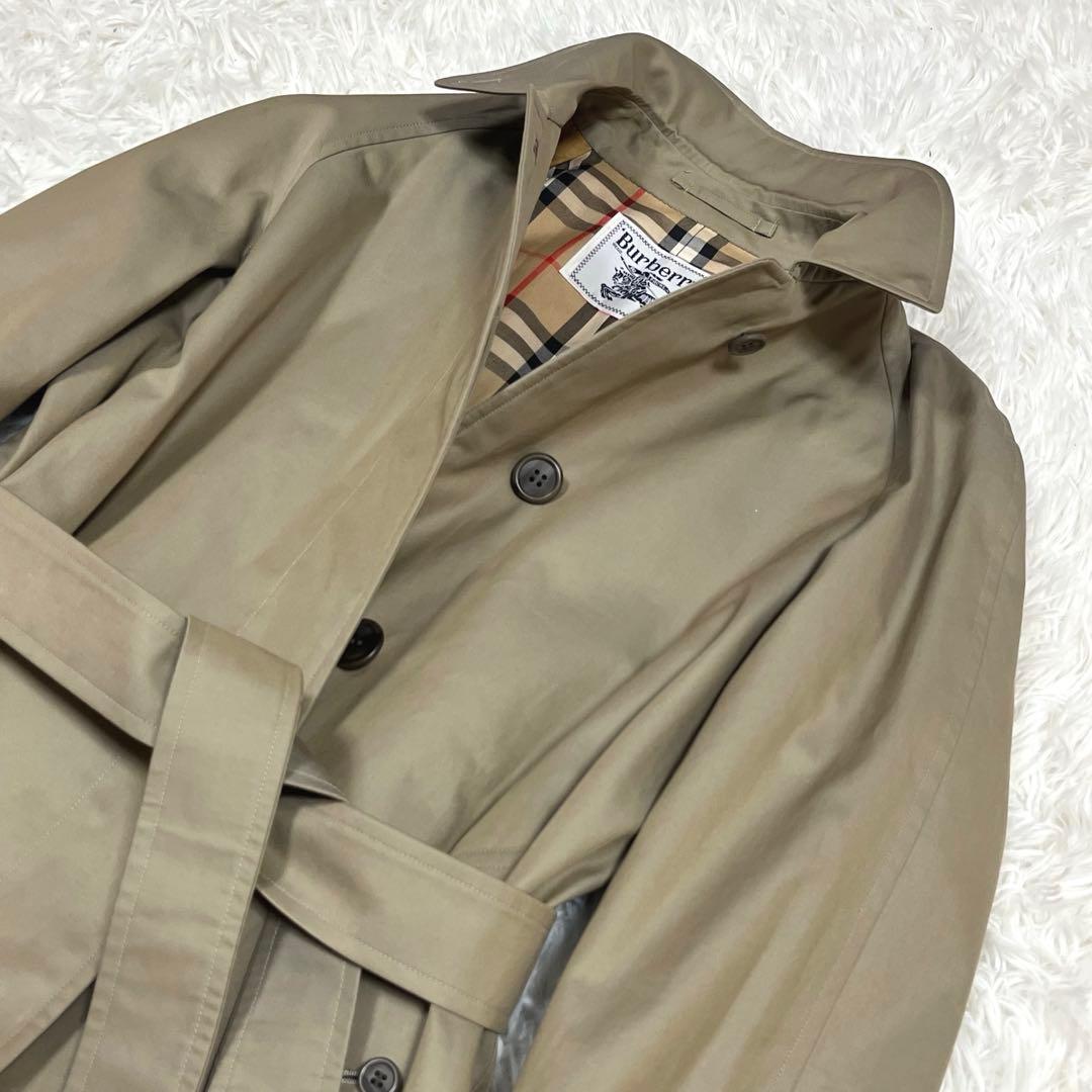美品✨バーバリーBurberrys ベルト付きステンカラーコート ノバチェック