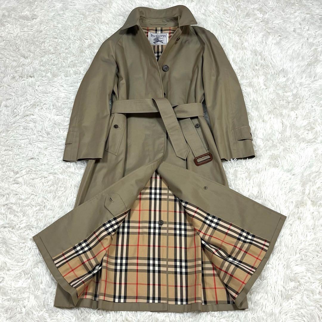 美品✨バーバリーBurberrys ベルト付きステンカラーコート ノバチェック