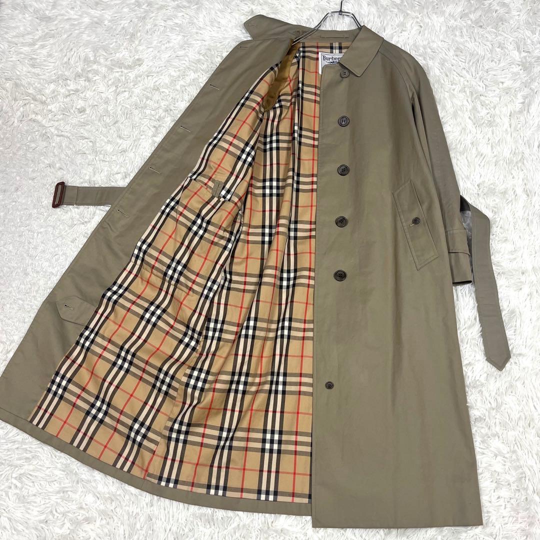 美品✨バーバリーBurberrys ベルト付きステンカラーコート ノバチェック