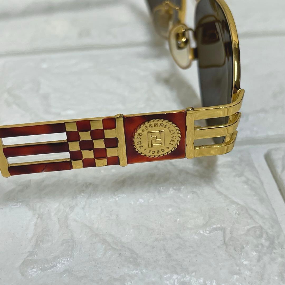 VINTAGE FENDI サングラス オーバル ゴールド ブラック FFメタル