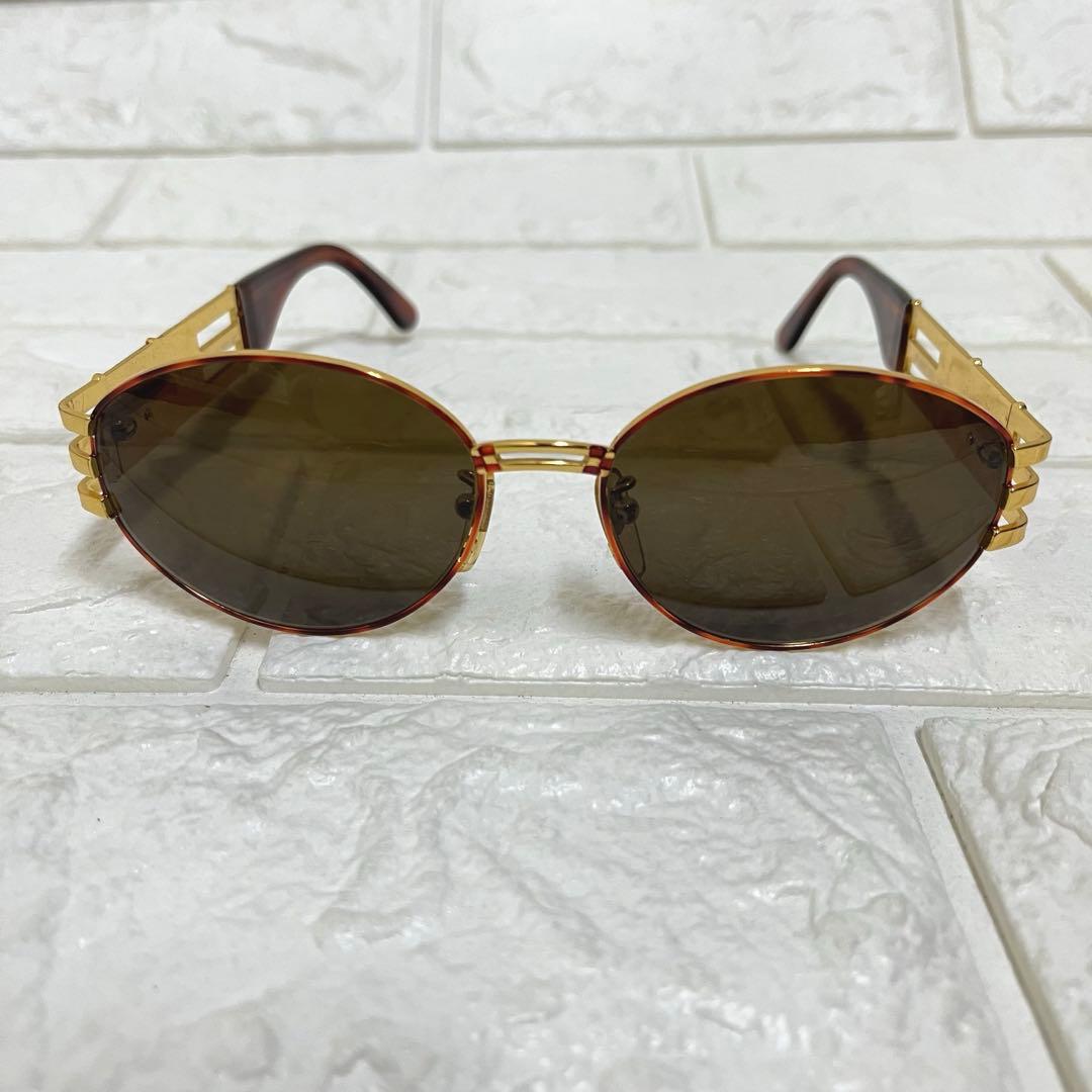 VINTAGE FENDI サングラス オーバル ゴールド ブラック FFメタル