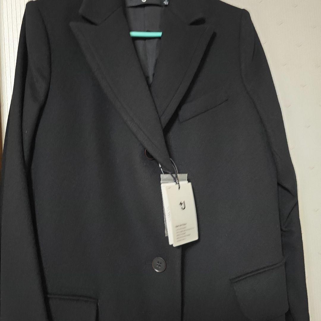 新品　UNIQLO +J ブラック カシミアブレンド　羊毛　シングルコート L