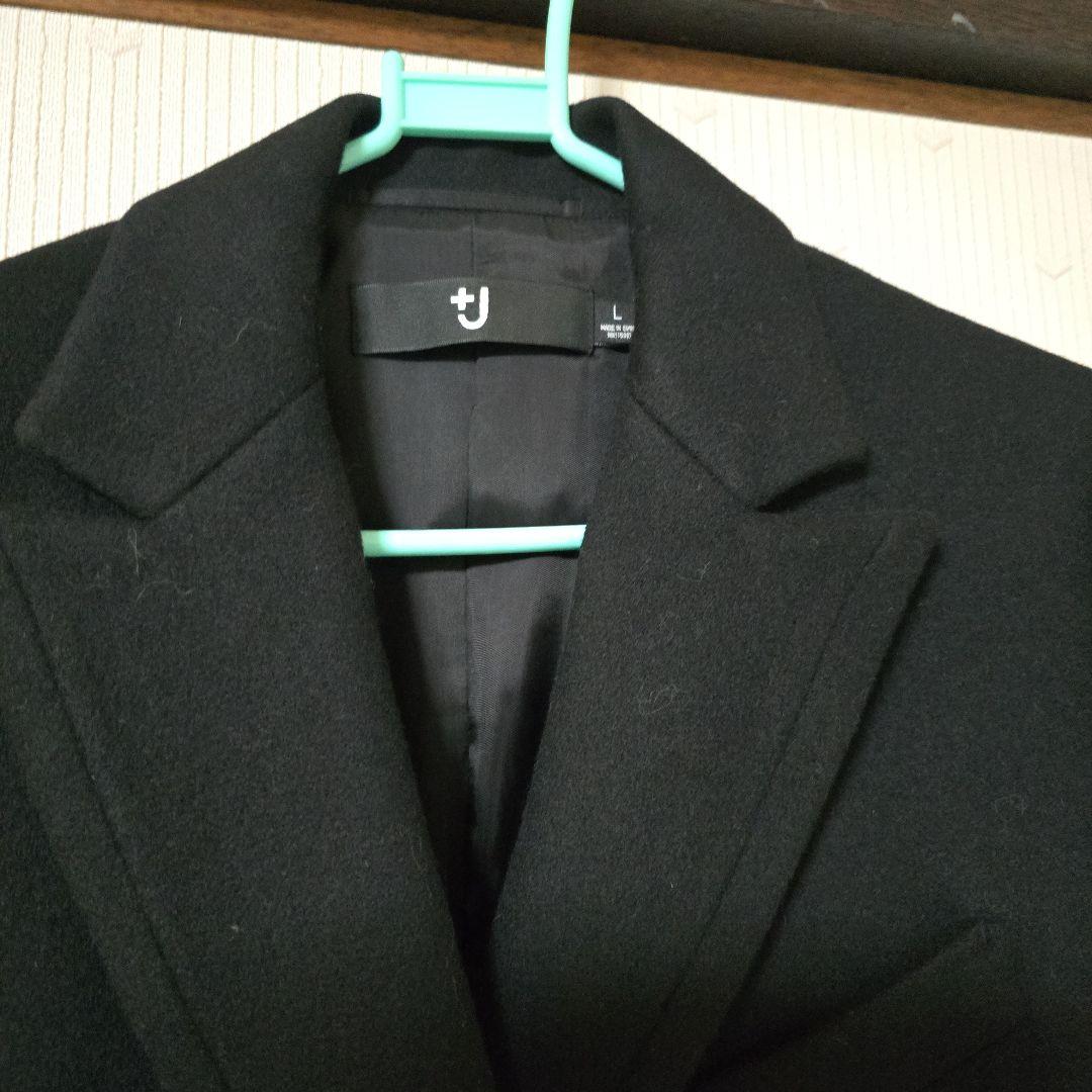 新品　UNIQLO +J ブラック カシミアブレンド　羊毛　シングルコート L
