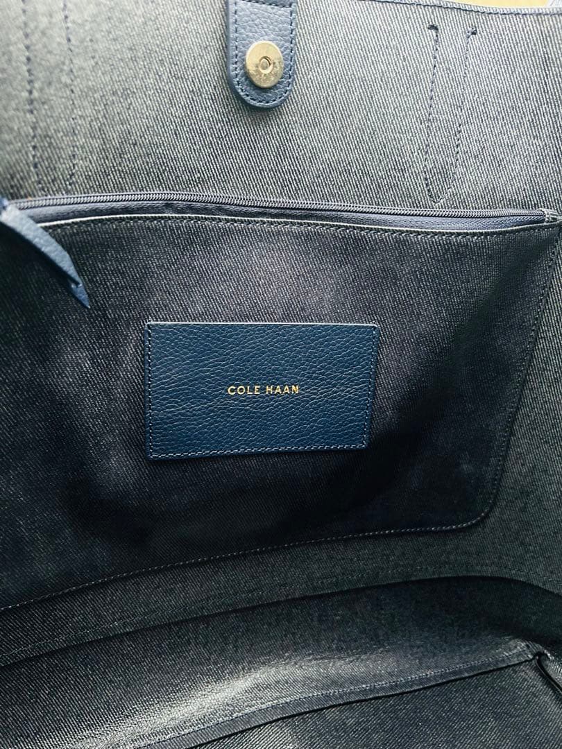 極美品✨コールハーン トートA4収納可能 ネイビーバイカラー　大容量