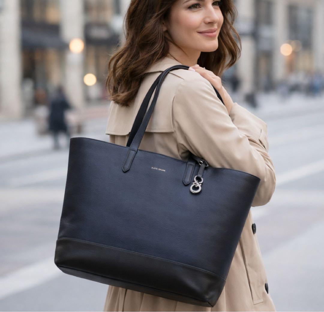 極美品✨コールハーン トートA4収納可能 ネイビーバイカラー　大容量