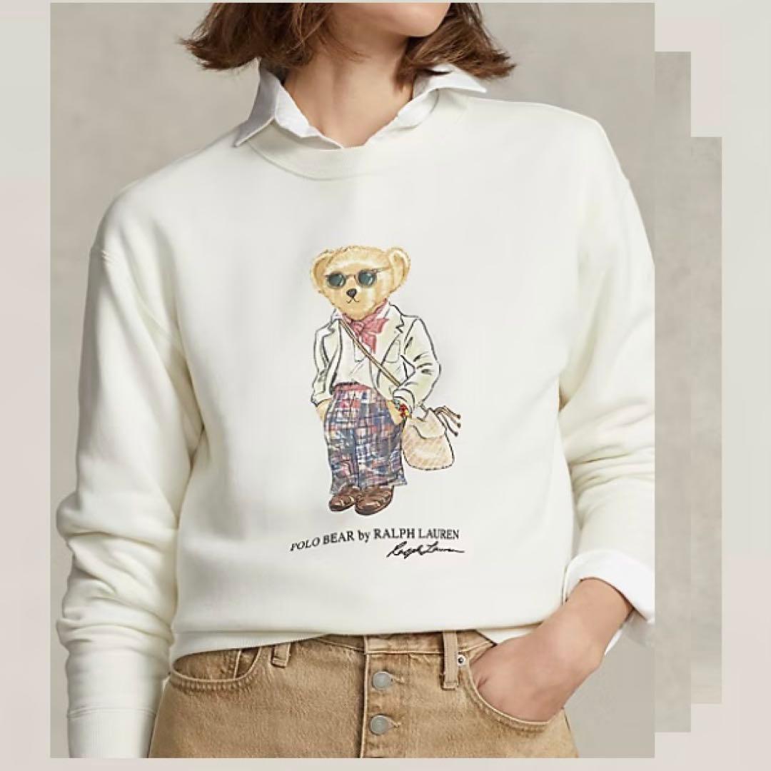 ポロベア裏起毛スウェット白XS