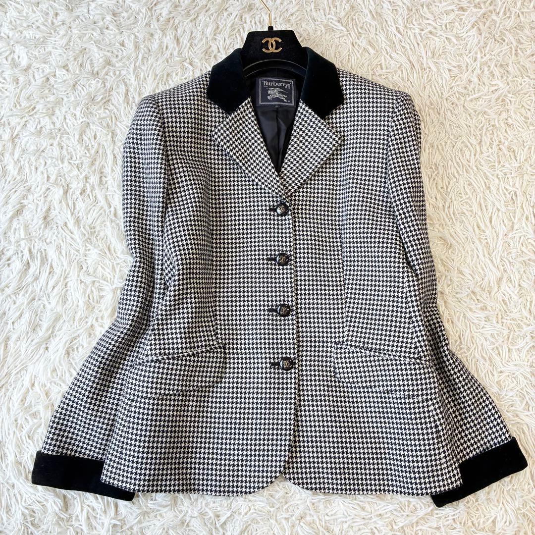 Burberrys 千鳥柄 ベロア ウールジャケット ブラック40 バーバリー