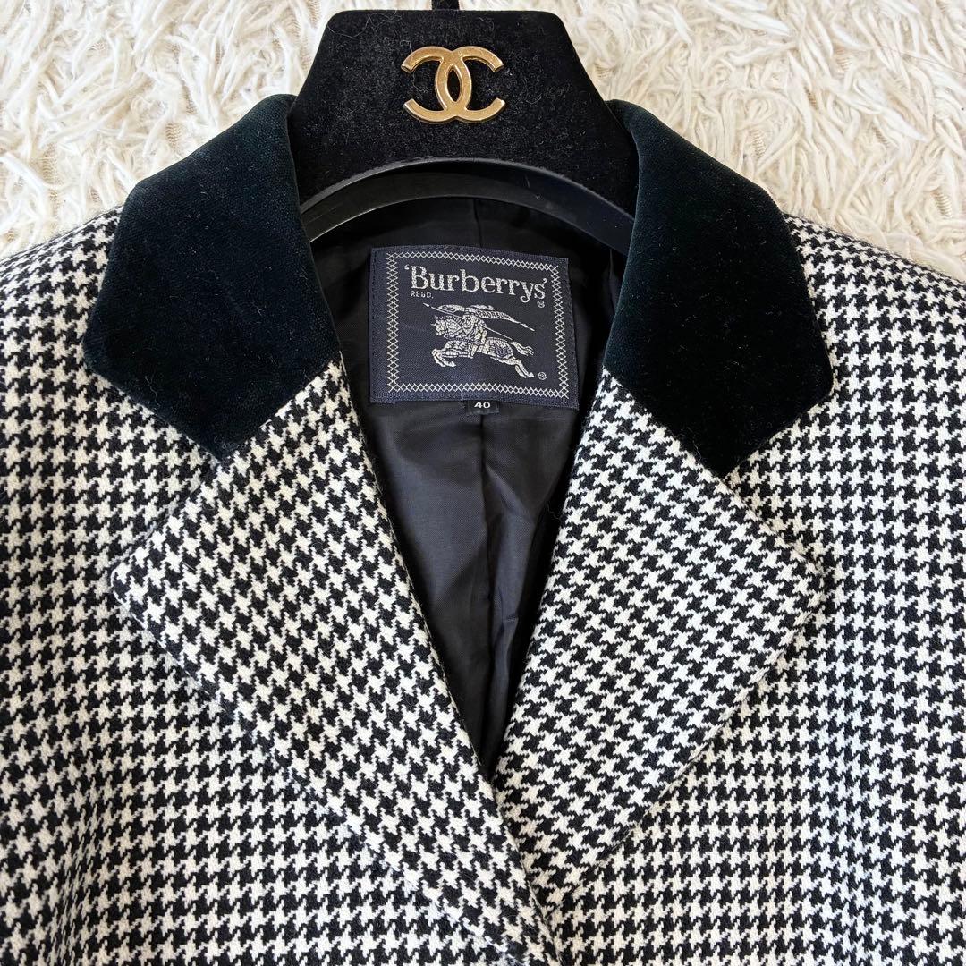 Burberrys 千鳥柄 ベロア ウールジャケット ブラック40 バーバリー