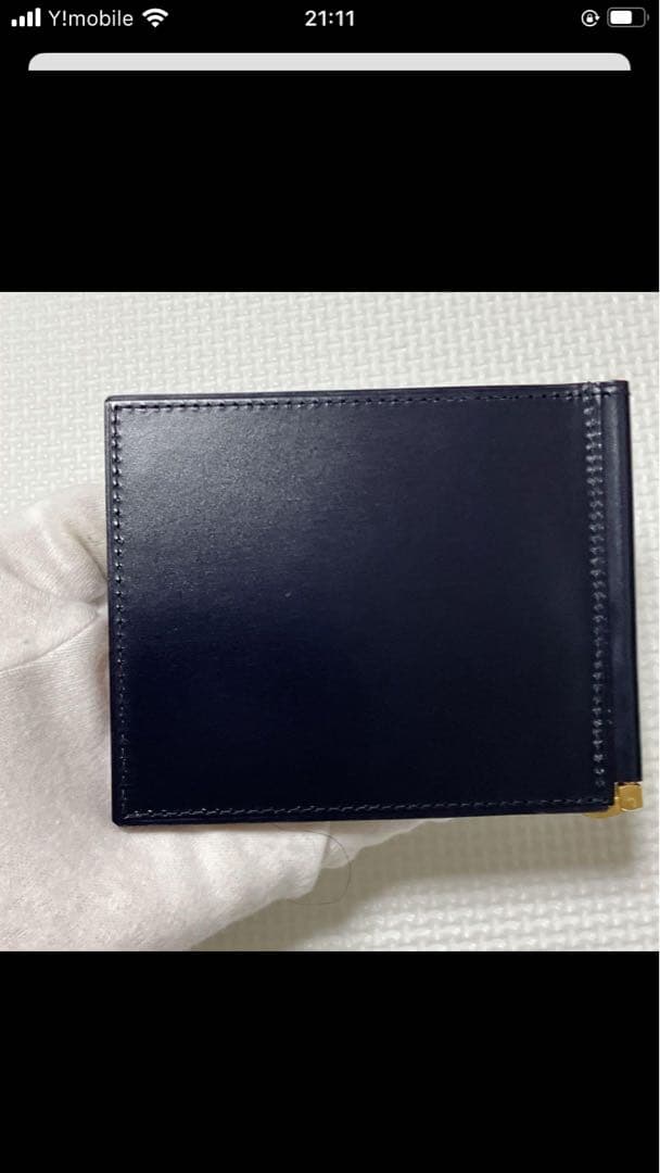 未使用　GANZO ガンゾ　ブライドルレザー　マネークリップ　紺　箱カード袋付き