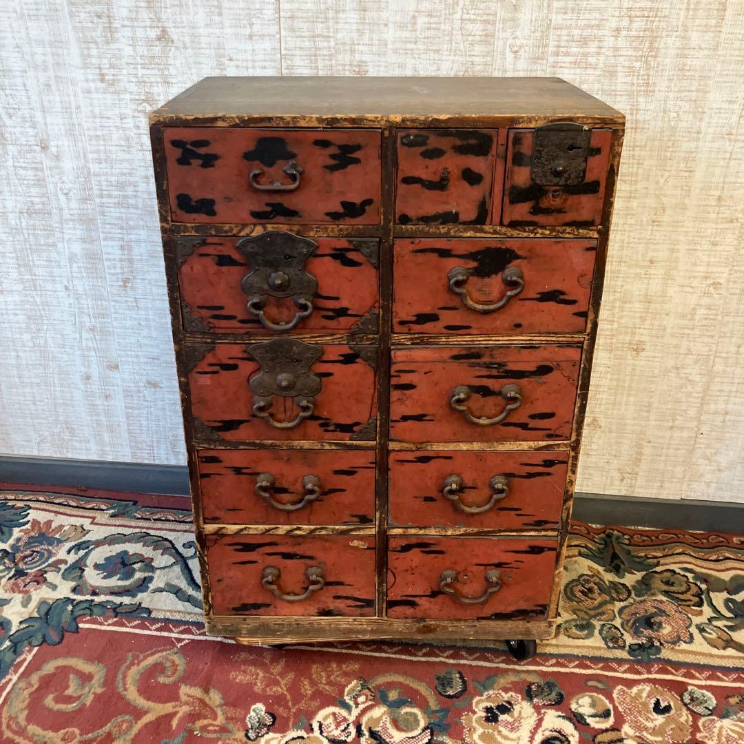 昭和レトロ 古家具 木製箪笥 薬箱 古道具 茶箪笥 ビンテージ ヴィンテージ