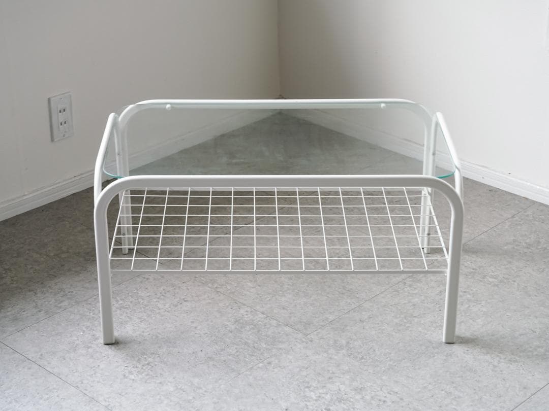 アイアンフレーム コーヒー ローテーブル ガラストップ 昭和レトロ モダン