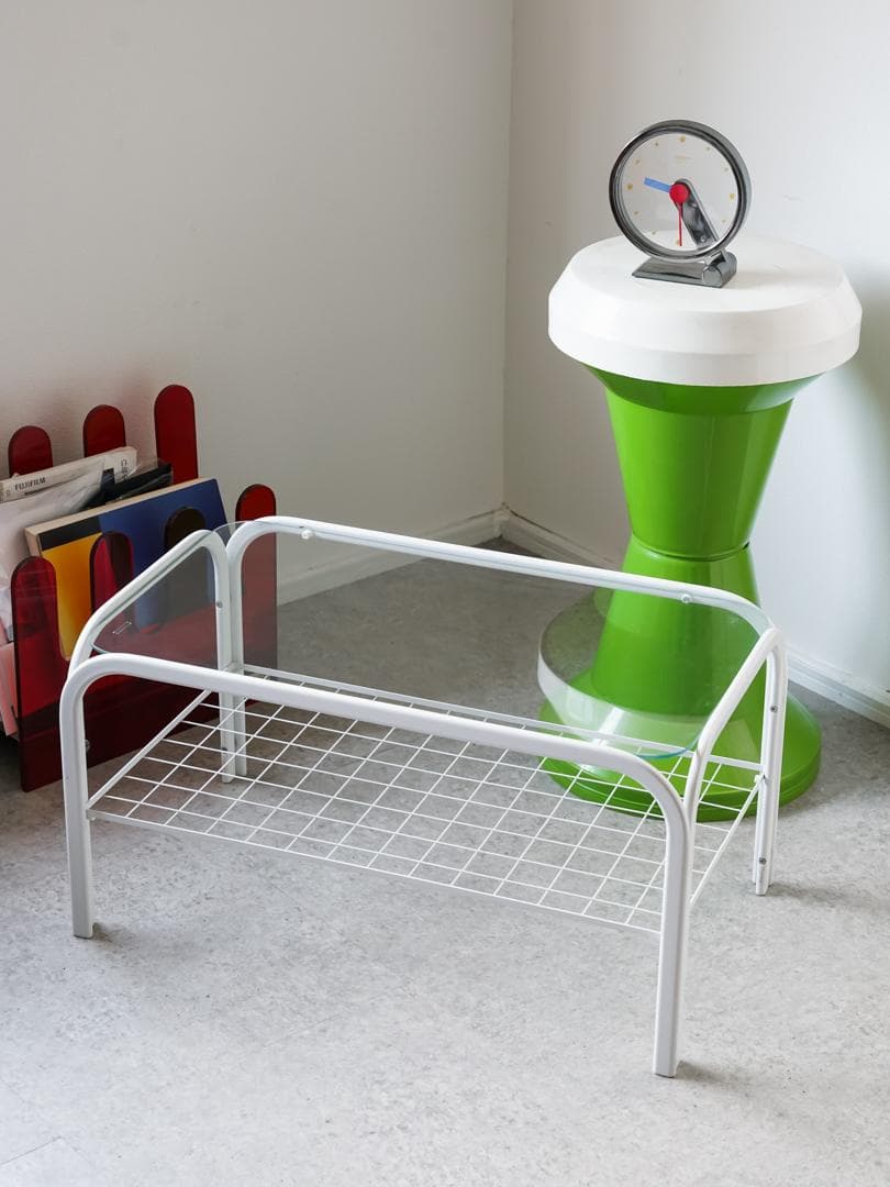 アイアンフレーム コーヒー ローテーブル ガラストップ 昭和レトロ モダン