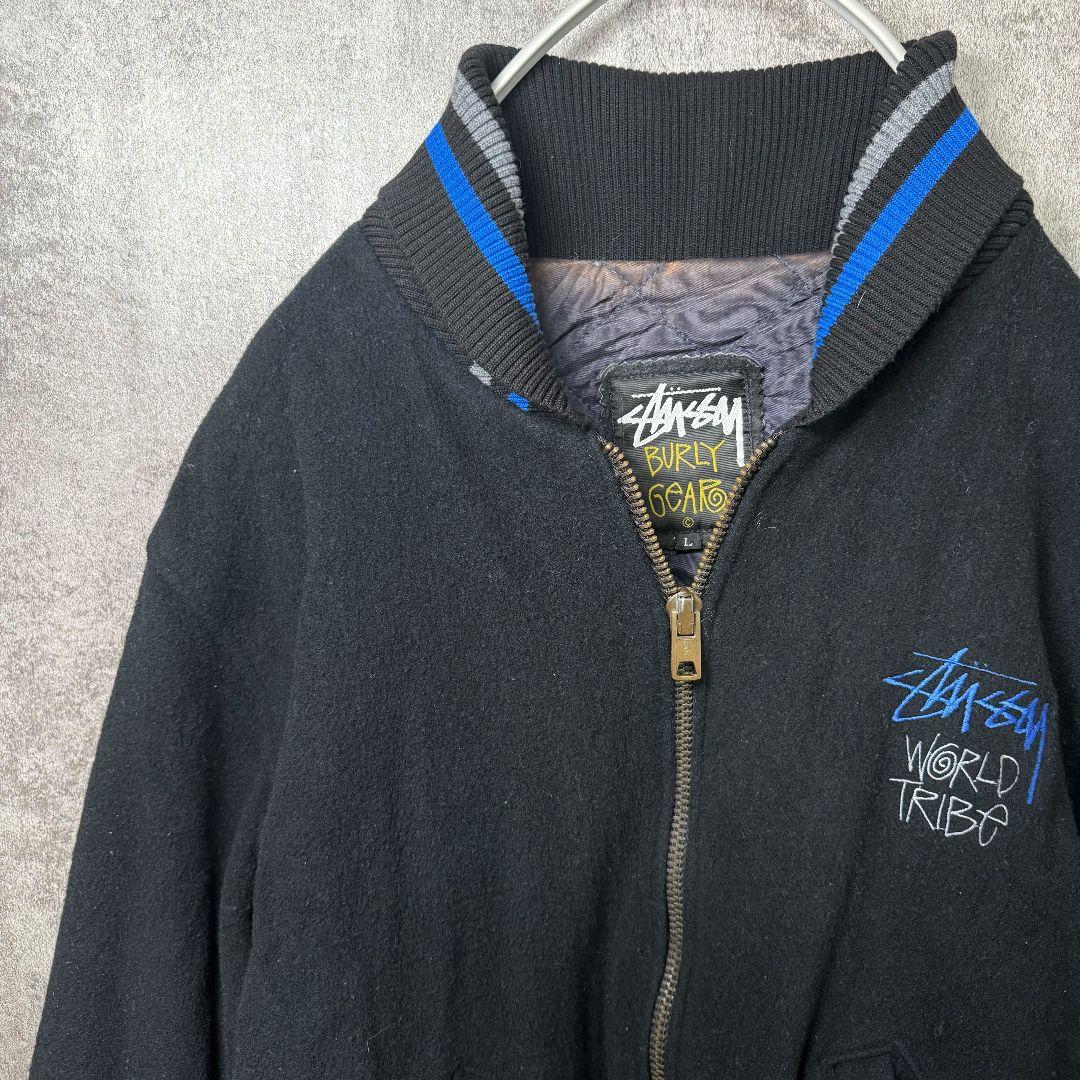 OLD Stussy Burly Gear スタジャン L 黒 オールド レア