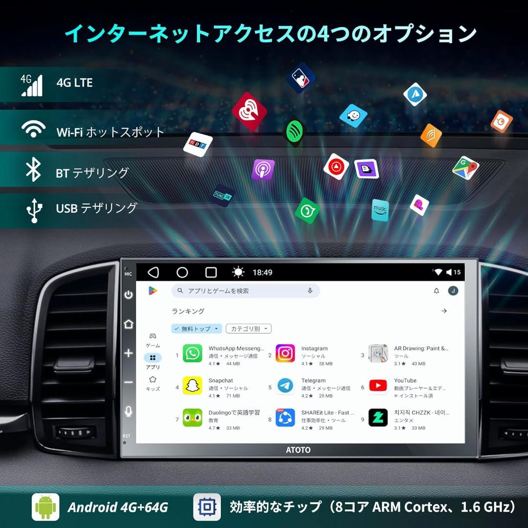 [4G LTE] ATOTO A6 2DIN 4GB RAM+64GB 7インチ