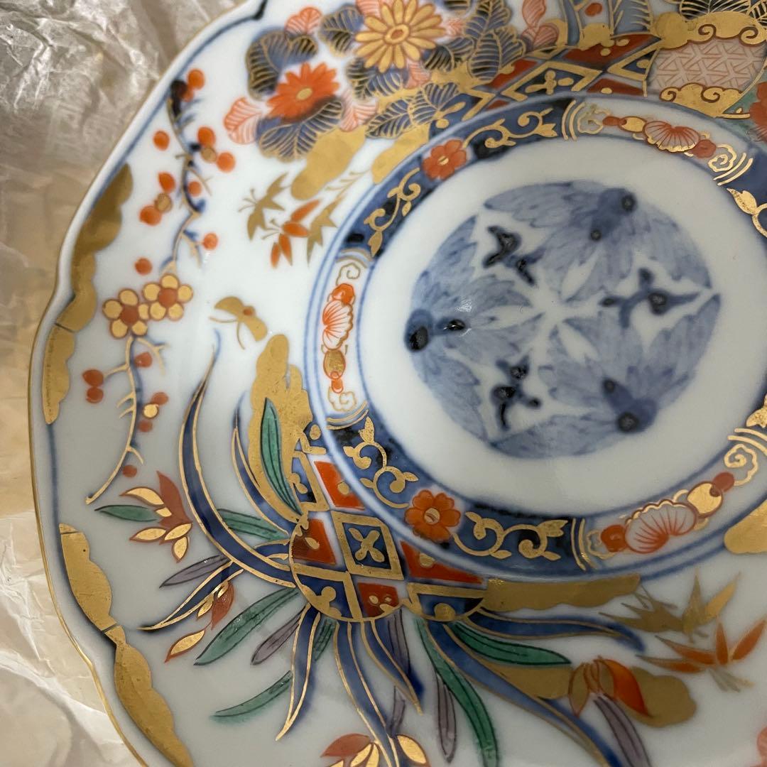 【新品未使用】魅染 龍峰窯 三洋陶器 染錦金彩四君子銘々皿揃　5枚　美濃焼