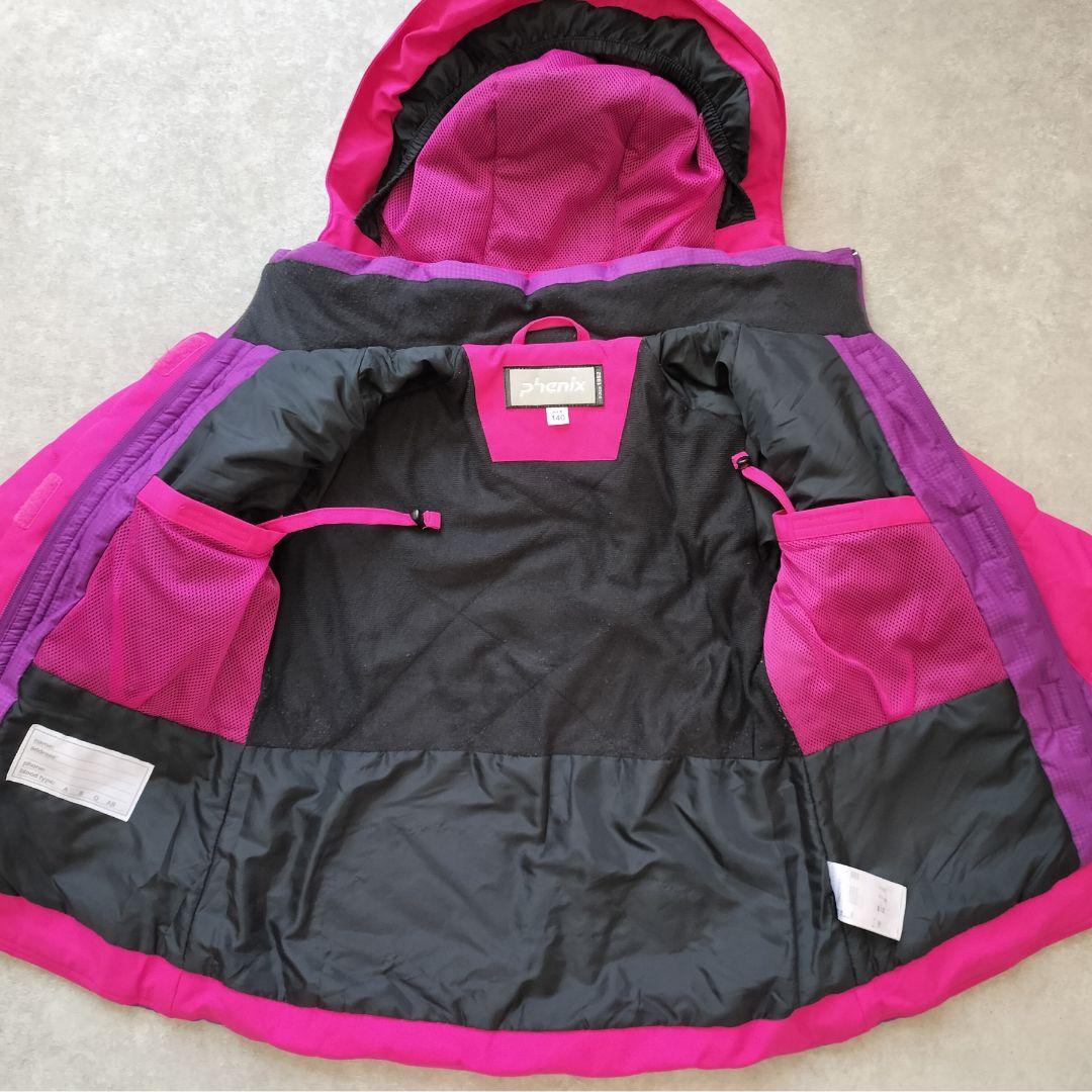 【美品】Phenix スキーウェア 女の子140 130上下 ファー ピンク紺