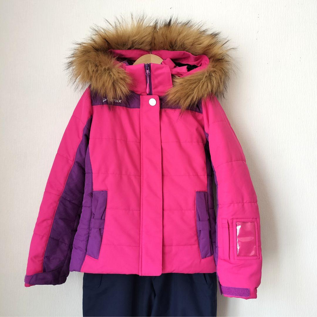 【美品】Phenix スキーウェア 女の子140 130上下 ファー ピンク紺