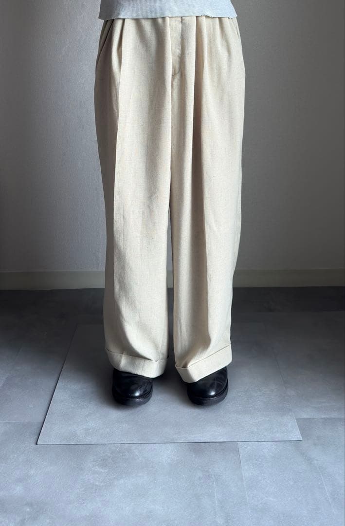 90s 00s 【極太】 ワイドストレート スラックス \"絣\" 2タック