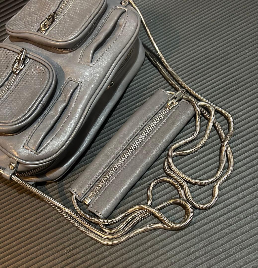 アレキサンダーワン バッグ 2WAY チェーン グレー　ポシェット レザー
