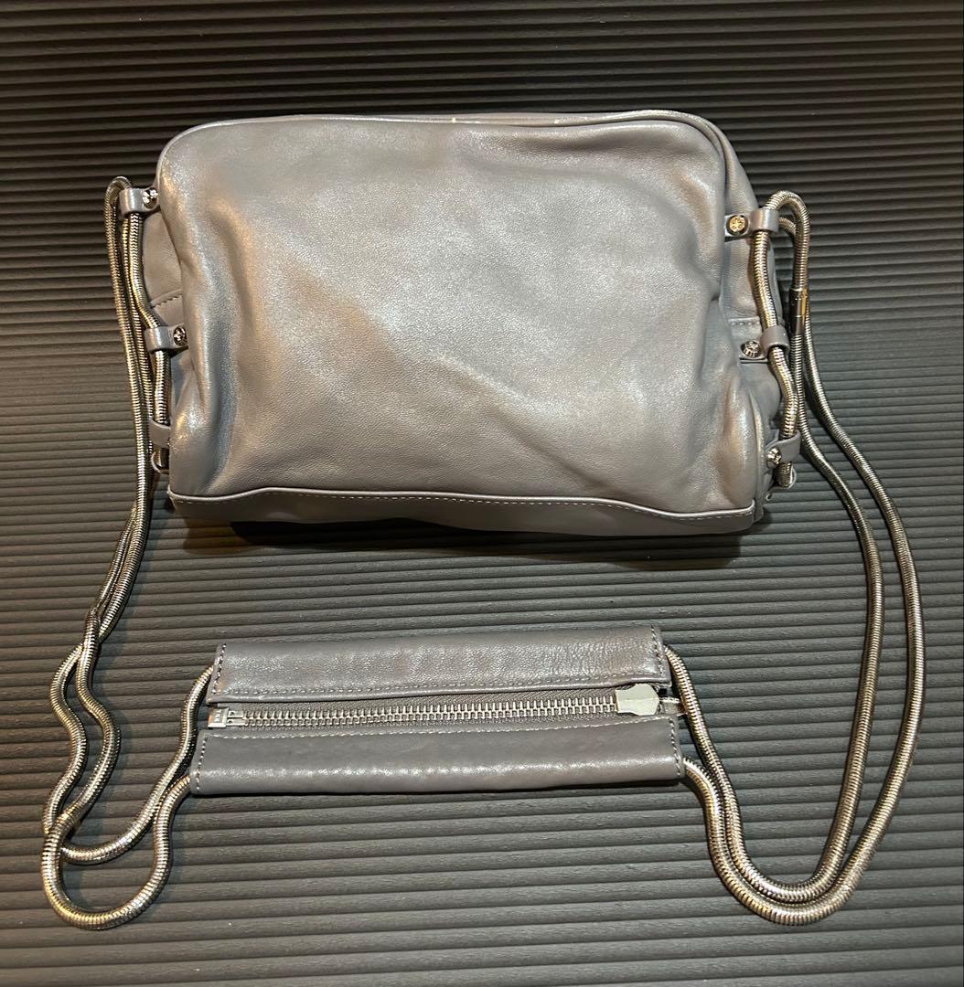 アレキサンダーワン バッグ 2WAY チェーン グレー　ポシェット レザー