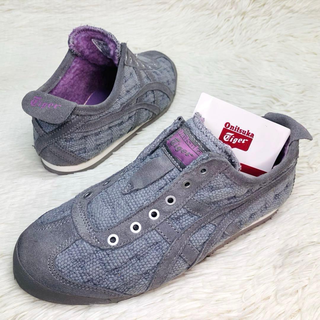 【新品タグ付き】オニツカタイガー23㌢メキシコ66 スリッポン　ニット　裏ボア