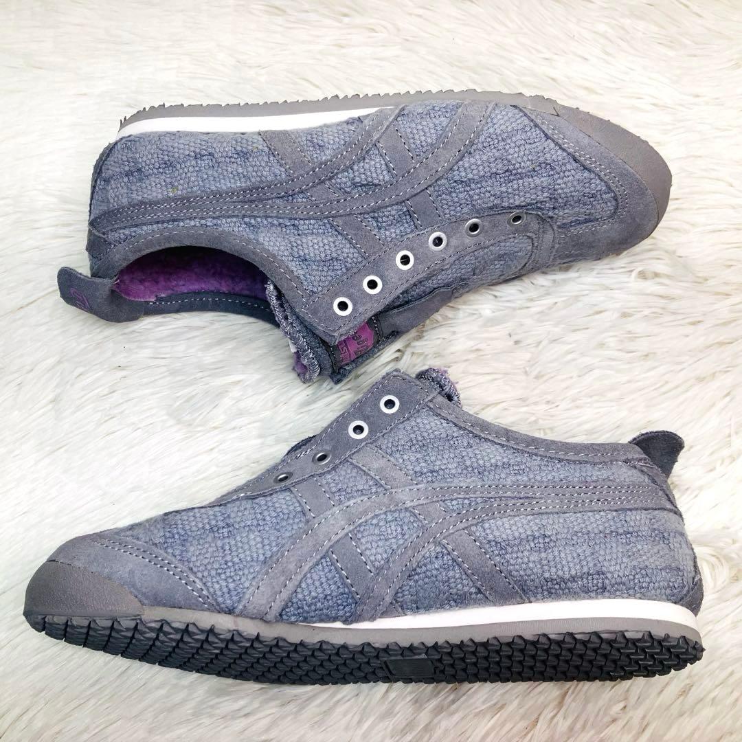 【新品タグ付き】オニツカタイガー23㌢メキシコ66 スリッポン　ニット　裏ボア