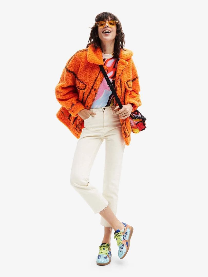 Desigual. デシグアル　ボアジャケットコート　オレンジ　レア品