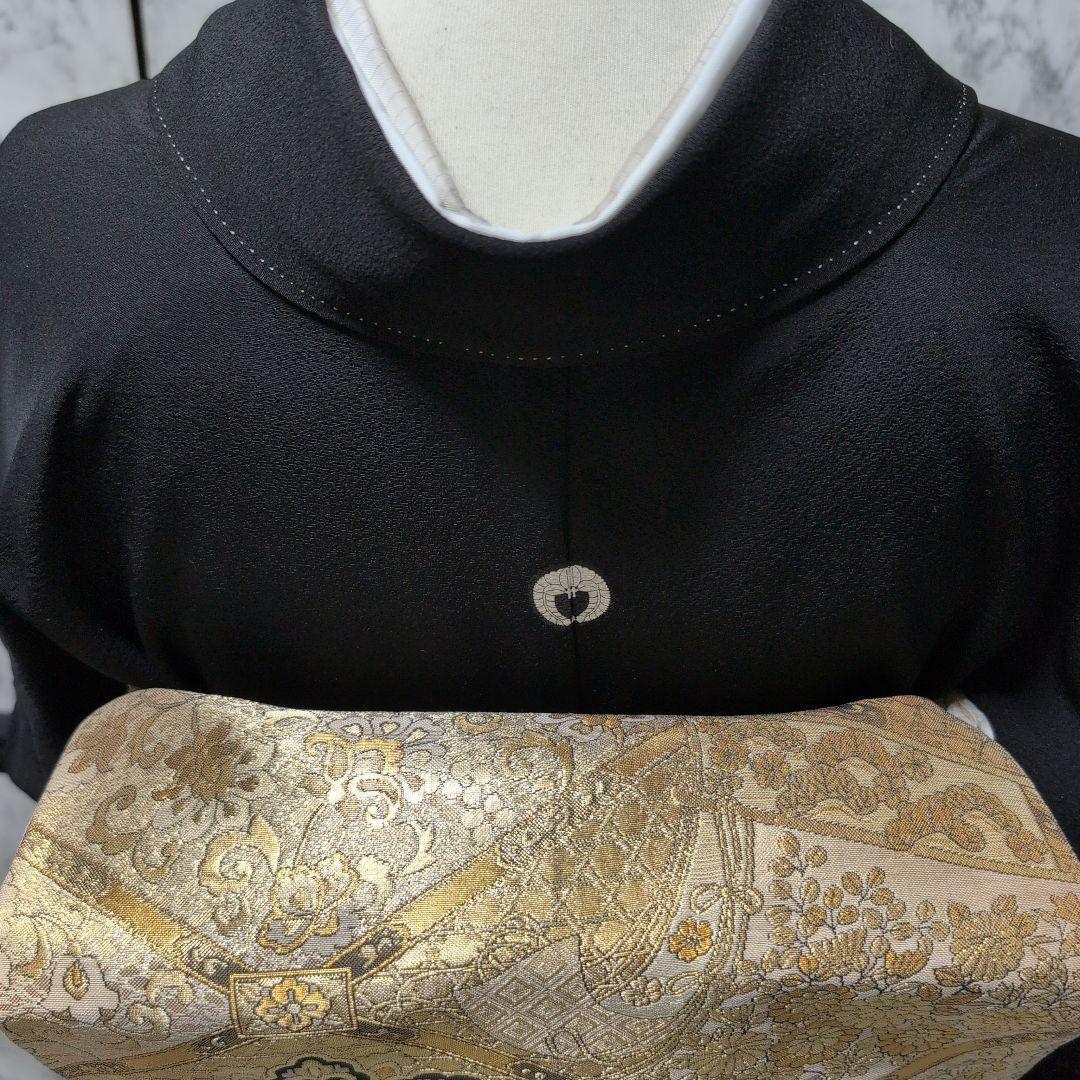 ＊you＊京都染織黒留め袖正絹豪華なお花柄同八掛けハジックガード付き4点